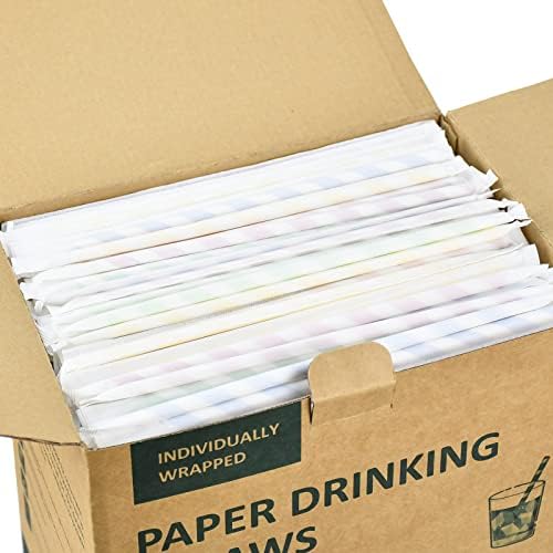 За еднократна употреба Хартиени сламки за пиене на Едро, в индивидуална опаковка - 7,75 инча, различни цветове (опаковка