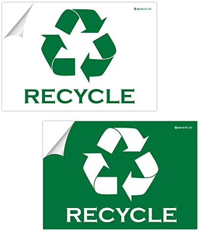 IGNIXIA Опаковка от 02 стикери с надписи Рециклиране, самозалепващи стикери за рециклиране, по-Големи от 10 x 7 инча, Стикер за рециклиране, етикети за боклук резервоарите