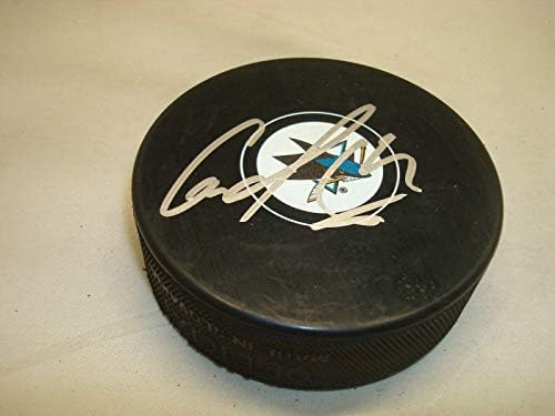 Николай Marian Подписа хокей шайба Сан Хосе Шаркс с автограф на 1C - за Миене на НХЛ с автограф