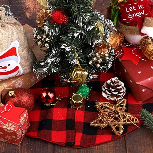 URATOT 2 Опаковки, Бяла и Червена 15Мини Коледно Дърво, Плюшен Пола, Коледно Дърво, Скъпа Пола за Коледни дърво коледна Украса