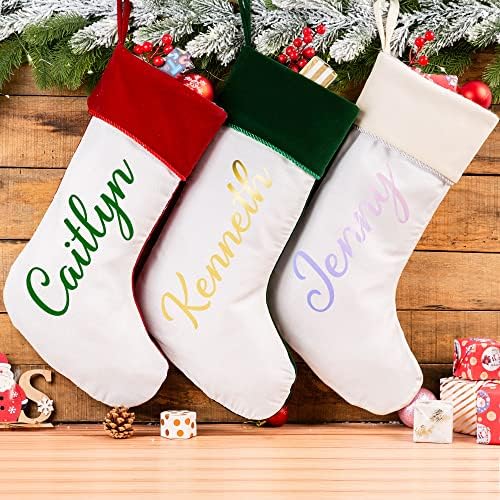 MOSTOP Персонализирани Коледни Чорапи С Потребителско Име Семейни Коледни Чорапи, 18 Големи Коледни Висящи Чорапи за