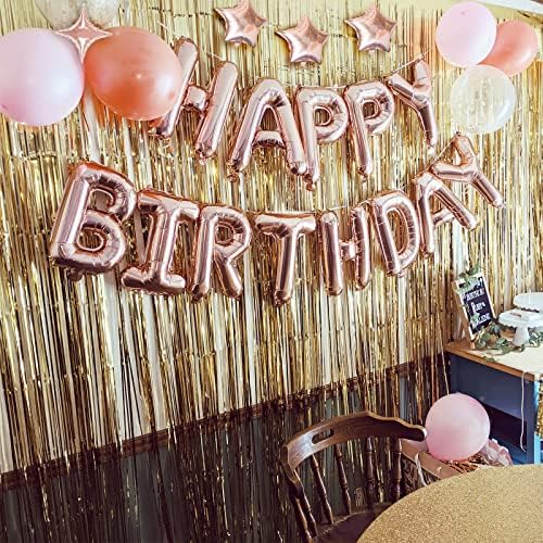 Банер с Балони Happy Birthday, iPartycool, 24шт, 3D Розово Злато, Благородна Майларовая Фолио, Екологични Банер с Надпис Happy