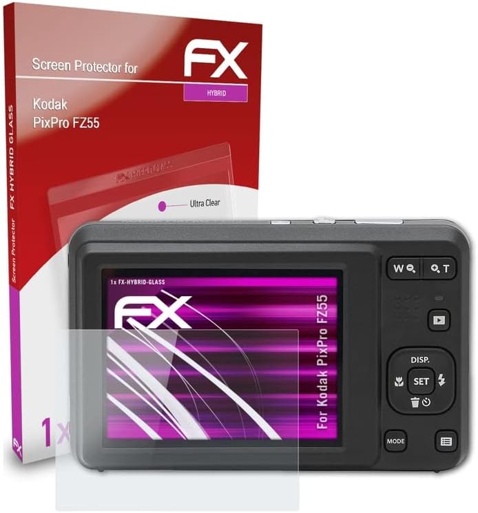 Защитно фолио за пластмаса стъкло atFoliX, съвместима с защитно фолио за стъкло Kodak PixPro FZ55, защитно фолио за