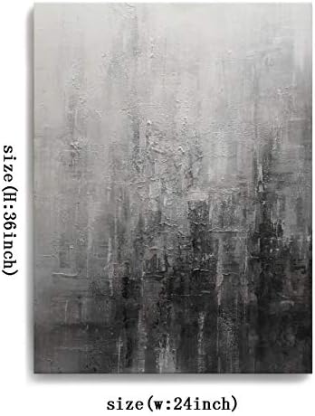 Стенно изкуство за Спални, Черно-бяла Абстрактна Живопис, Ръчно Рисувани с маслени Бои, Голям Платно, Стенен