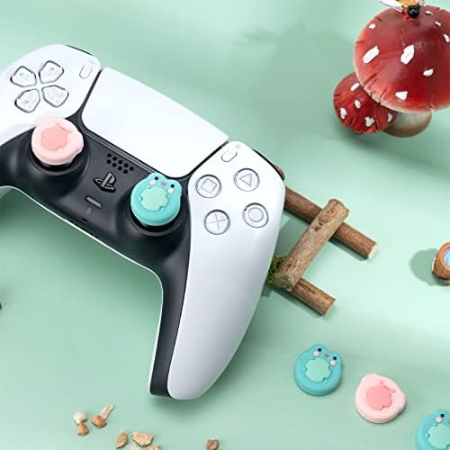 GeekShare Сладък Капачки за улавяне на палеца за контролер Playstation 5, Набор от седалките за палците, който е Съвместим с контролера Switch Pro и контролера на PS4 PS5, 4 бр. - Frog & Axolot