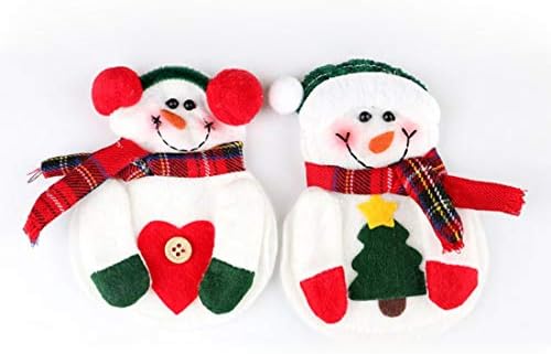 Сезонна украса, 2 БР., Коледна Украса, държач за прибори за хранене под формата на Снежен човек.