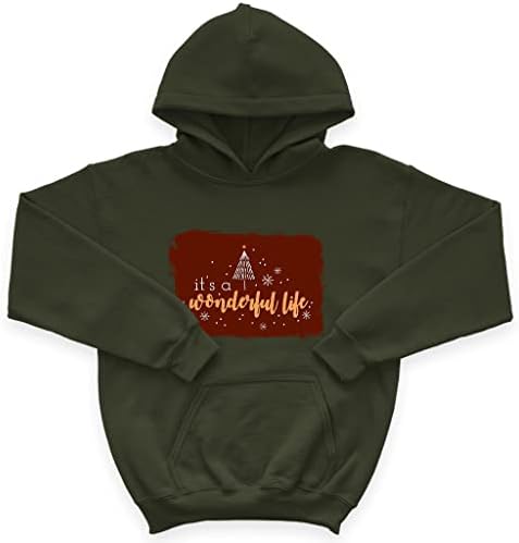 Детска hoody с качулка от порести руно It ' s a Wonderful Life - Детска hoody с шарени елхи - Graphic Hoodie for