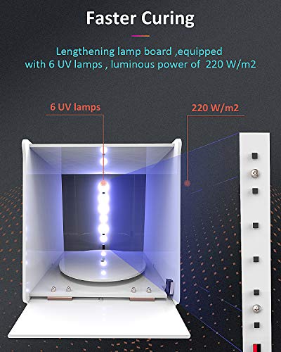 Кутия за втвърдяване на UV-смола Geeetech с превръщането на масата на 360 °, за станция UV-втвърдяване 405 nm за UV-модели, Интелигентна станция UV-втвърдяване с контрол на време