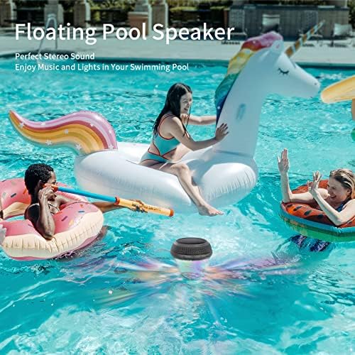 Портативна Bluetooth-колона за басейн с цветна подсветка, Водоустойчив плаващ колона за хидромасажна вана IPX7,