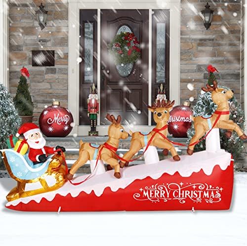 9,5 Фута Коледен Надуваем Дядо Коледа с Дърво и Снеговиком и 13-Подножието Коледни Надуваеми Украшения - Гигантски Коледен