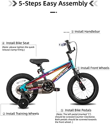 Детски велосипед JOYSTAR Pluto за момчета и момичета 3-13 години с Тренировочными колела за велосипеди 12 14 16 18 20 инча, стойка за детски велосипеди BMX Freestyle 18 20 инча
