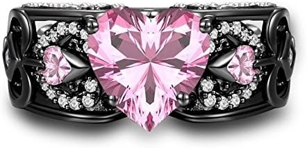 Бижутериен магазин Panwa във формата на сърце, розов сапфир, сватбена украса, от черно злато, женски пръстен с крила на