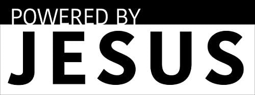 Черна стикер Powered by Jesus (християнски винилови стикери, Винил Faith in God за автомобили, камиони и лаптопи (3 x 8 инча)