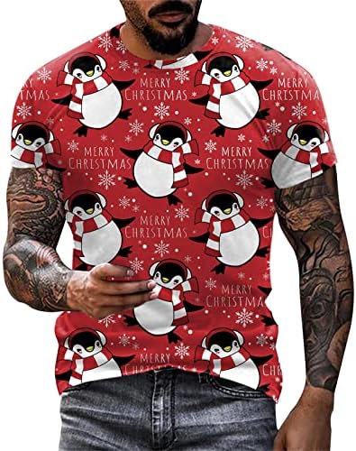 XXBR Мъжки тениски С Коледните принтом Дядо Коледа, Принтом Снежинки, Солдатские Блузи с къс ръкав, Забавни Коледни