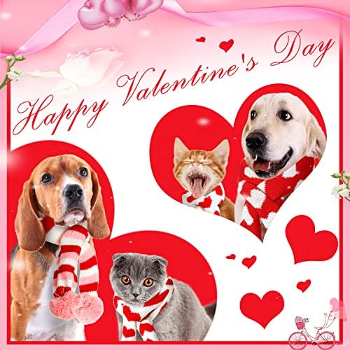 Комплект от 3 теми, Шал за Кучета на Ден, Свети Валентин, Шал за котки, Шал във формата на Сърце, Шал за котки, Кучета, Зимна