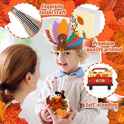 Декоративен комплект за есенния диференцирани тава за Деня на Благодарността, Тиква, Клен, Малък дървена Табела, Здравей,