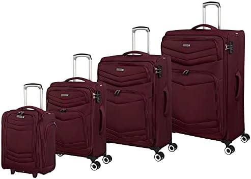 комплект спиннеров it luggage Безстрашен 4шт Softside на 8 колела с възможност за разширение с TSA заключване, Тъмно-Червен, 4 бр.