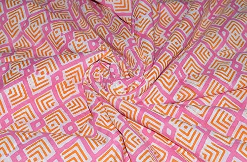Розов памучен вуалевая плат с геометричен модел ръчно изработени, натурален цвят, дамски дрехи, дреха, плат за рокли (20