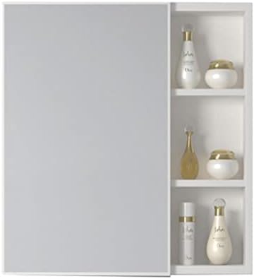 NIZAME Бял Стенен шкаф за баня с Огледало, безшумна буферна линия За съхранение и Организатора за стенни шкафове с една като и Отворени рафтове (Цвят: 60x10x70 см)
