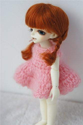 Перуки за кукли JD143 Ana, с къси коси от мохера BJD (Морков-червен, 4-5 см)