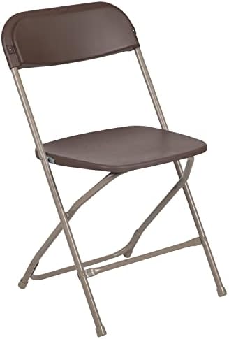 Пластмасов сгъваем стол от серията Flash Furniture Херкулес™ - Кафяв - Товароносимост от 650 паунда Удобен стол за провеждане на събития - Лек сгъваем стол -