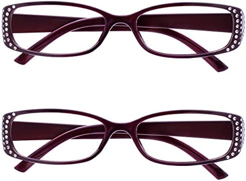 Очила за четене Фирма Black & Purple Diamonte Style Readers Value 2 Опаковки Дизайнерски Стил за Дамски Дамски RR93-5 + 1,50