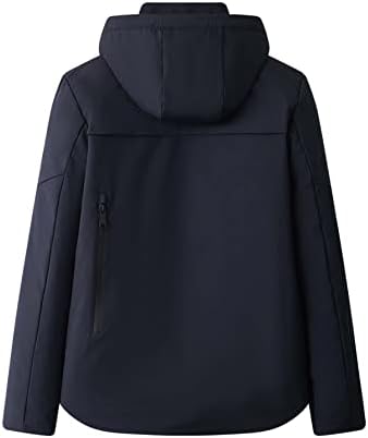 Якета OSHHO за жените - Мъжко Пуховое палто с качулка с цип и експозиции (Цвят: тъмно синьо Размер: Голям)