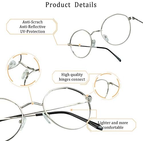 Очила в кръгла рамка от алуминиеви LifeArt, Блокер Синя Светлина Очила За четене + 3,50 Увеличение