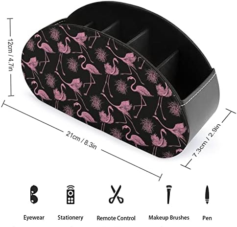Розово Притежателя на дистанционното управление Фламинго с 5 Отделения, Изкуствена Кожа, Многофункционална Кутия За съхранение, Настолен Органайзер, Кутия за теле