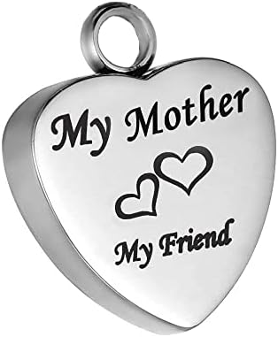 NNJHG AC324 Мемориал окачване за мама/татко/баба от неръждаема стомана за кремация в сърцето, една Урна за Праха,