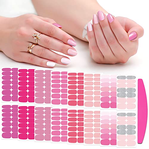 SILPECWEE Розови Маски за нокти за Жени, Ленти Лак за нокти, Обикновена Блестящи Самозалепващи Стикери За нокти,