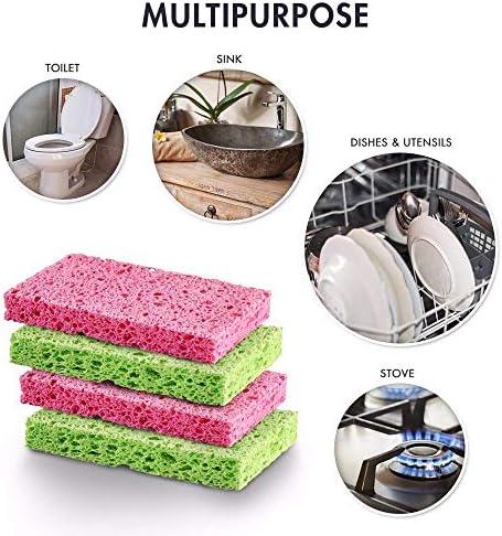 Гъба за почистване на целулоза SCRUBIT - Кухненски Гъби за миене на чинии, тигани, тенджери и много Други неща - 6 опаковки Гъби за миене на съдове - Цветовете могат да се ?