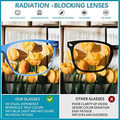 MAEOWN 6 Опаковки Очила за четене за жени и мъже, Блокер Синя Светлина и Предпазват от ултравиолетовите Отблясъци