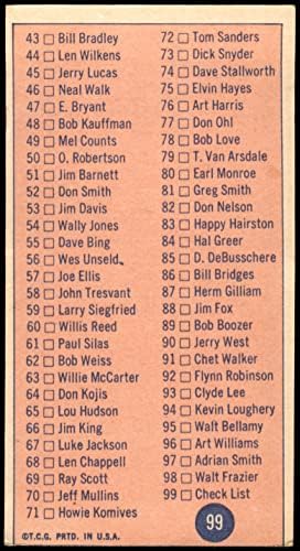 1969 списък Topps 99 (Баскетболно карта) е ДОБРЕ