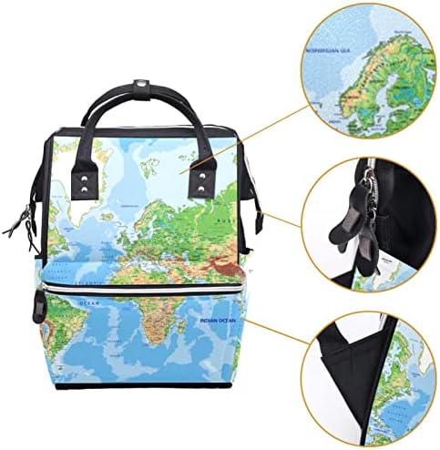 Чанта за Памперси Blue Label с Карта на Света, Раница с Торби за промяна подложка за Малки Момичета, Чанта за Майките,