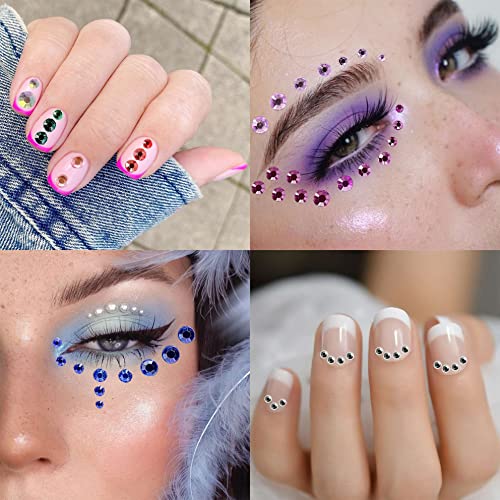 Bilizar 6 Листа Bindi Dots Face Jewels Украса за Лице За Жени, Скъпоценни Камъни За лице, Стикер На Очите,
