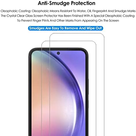 VIESUP за Samsung Galaxy A54 5G HD Прозрачно защитно фолио за екран от закалено стъкло - [2] Калъф твърдост 9H, който предпазва екрана от надраскване, Защитен Закалени за Samsung Galaxy A54 5