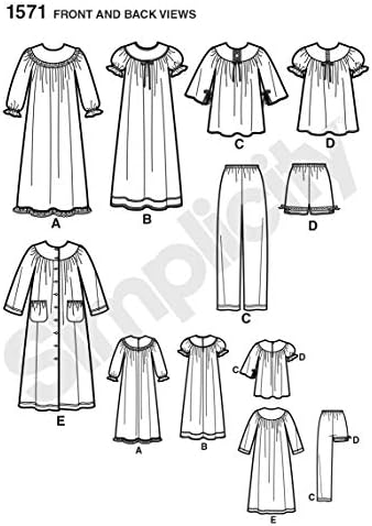 Лесна 1571 Модел за шиене Topa, панталони и нощни ризи за момичета, Размери от 3-6