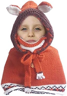 Bevogue/ Комплект Детски Вязаной шапки и Шал на една Кука, Зимна Ветрозащитный Шал и Шапка-Бини за Деца, Момчета и Момичета, по-Дебела Гума