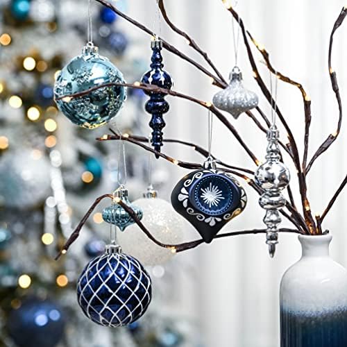 Комплект коледна украса Severin Madelyn Сребристо-синьо (3 предмет) на 70-каратные украса за Коледните топки + 48-инчов
