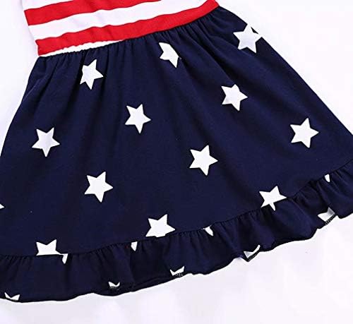 KIDDAD/ рокличка с Флага на сащ и Звездите за малки момичета Рокля-пакетче с Лък 4 юли, рокличка