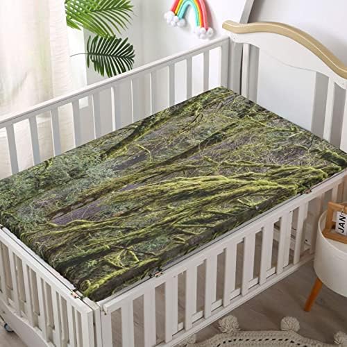Чаршаф за детски легла в стил на Тропическите гори, Стандартен Чаршаф за матрак за бебешко легло от Ултра Мек материал-Детска