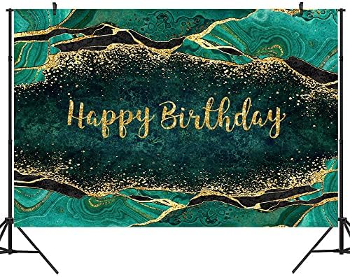 Ticuenicoa 9 ×6 метра Изумрудено Зелен Фон Течен Фон за Снимки честит Рожден Ден, за Мъже и жени с Мрамор и Златни Блясък