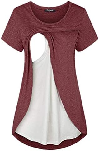 Andongnywell Дамски Туника за бременни С качулка на шията, Блузи За Кърмене, за да е Подходяща По Цвят Тениска