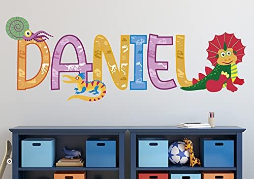 Стикер за стена с образа на Привлекателен Трисератопс с Потребителски име, Стикер На стената в детската стая с Жив