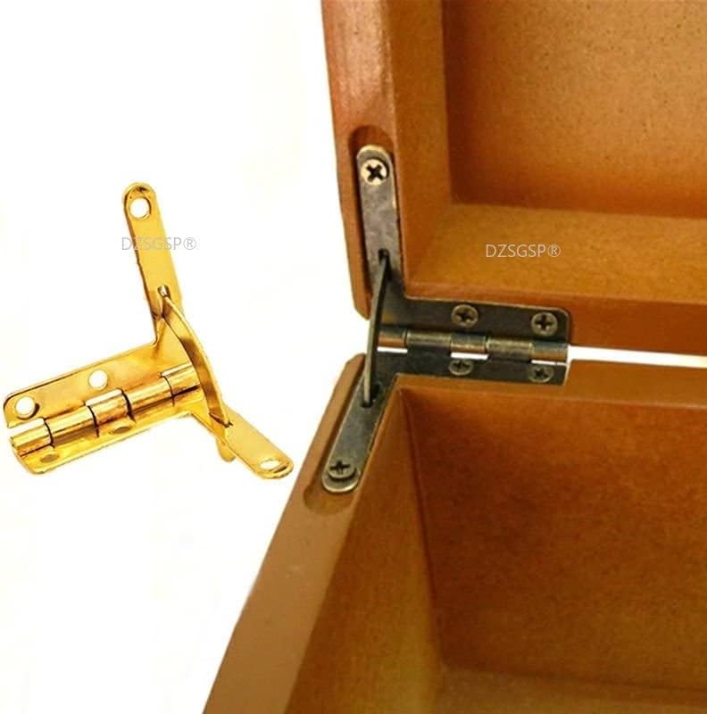 10 бр. 90 Градуса 30x33 мм Ъгъл на Винарска Калъф Кутия За Часовници Дървена Капак на Дървена Кутия Поддържа Панта за Малки Дървени Орнаменти, Медни панти - (Цвят: златен)