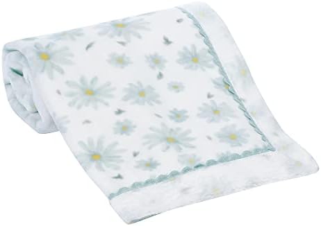 Детско одеяло от Мека Луксозен руно с Ягнятами и Бръшлян Sweet Daisy Бяло/Синьо цветенце в