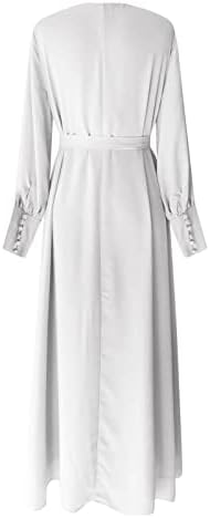 Дамски макси дълги рокли Елегантна однотонное мюсюлманската рокля с дълъг ръкав-фенерче и кръгло деколте, празничен