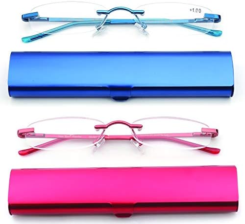 2 Опаковки Компактни очила за четене без рамки в лек алуминиев корпус-тубусе
