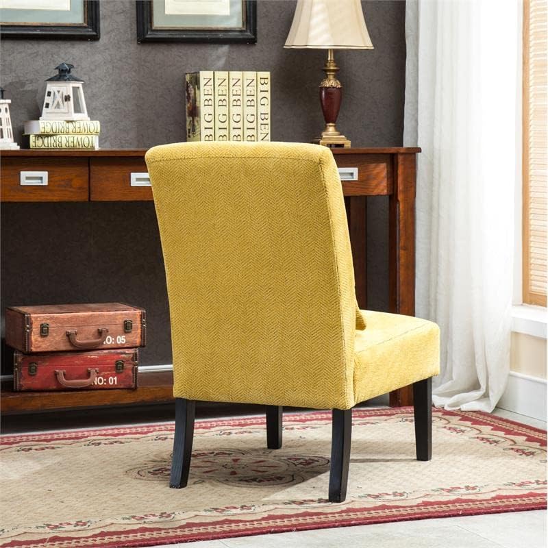 Мебели Roundhill от жълт плат Pisano-шенилна, модерен акцентный стол без подлакътници с възглавница в тон на